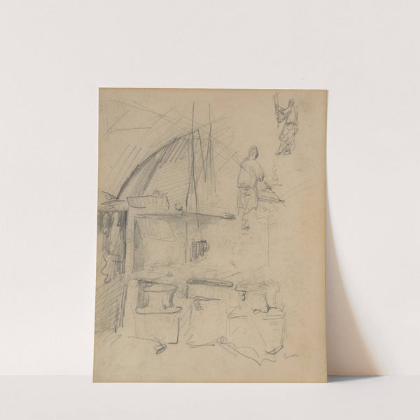 Smidse met twee figuren by James Ensor