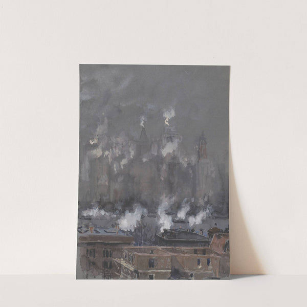 Smoke and fog on gray day, New York City by Joseph Pennell