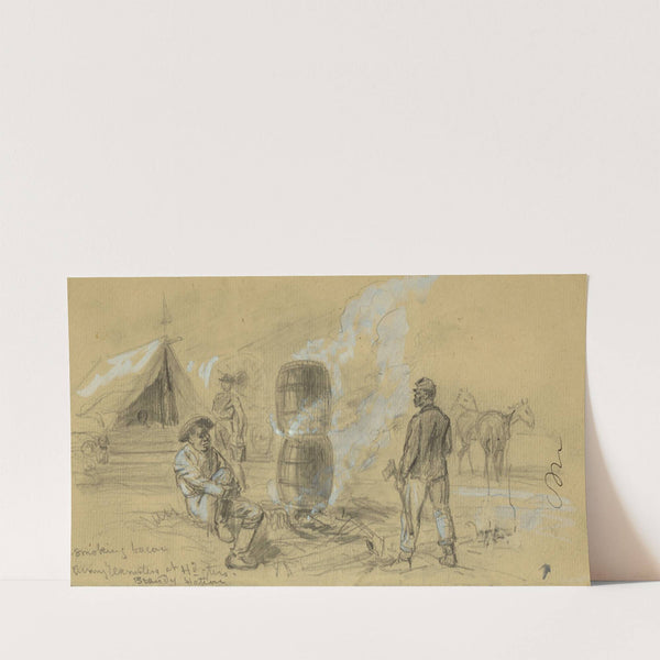 Smoking bacon–Army teamsters at hdqters, Brandy Station (1861-1865) by Edwin Forbes