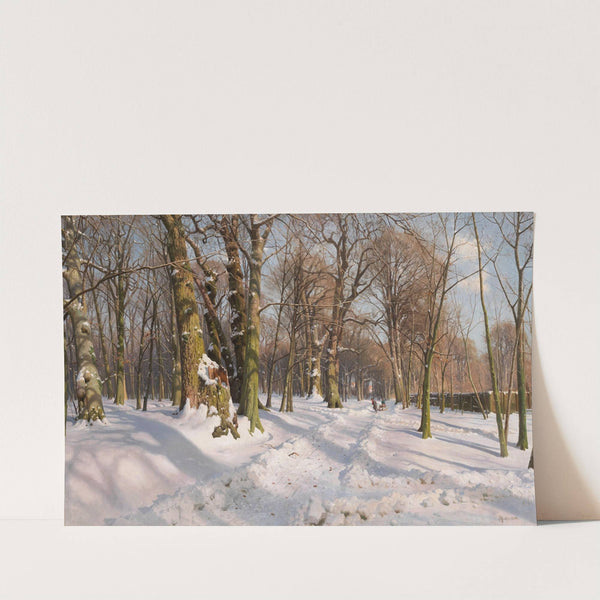 Snowy Forest Path in Sunlight (1908) by Peder Mørk Mønsted