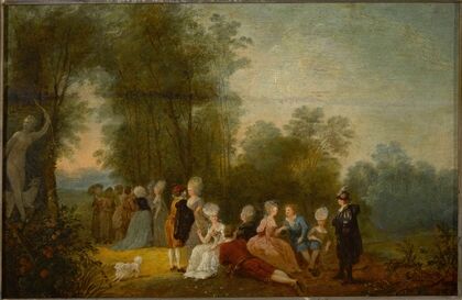 Social meeting in a park at the statue of Diana (1779)