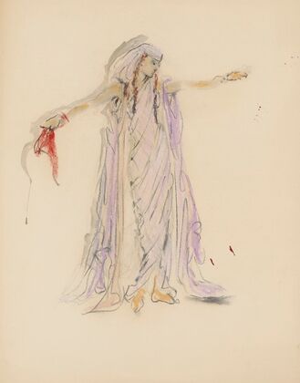 Sodome et Gomorrhe – maquette de costume – femme en tunique rose (1943) — size preview