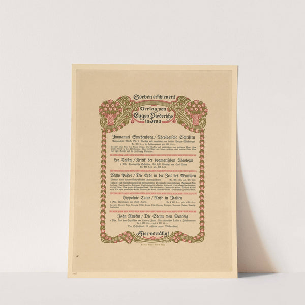 Soeben erschienen! Verlag von Eugen Diederichs in Jena (1904) by Emil Rudolf Weiss