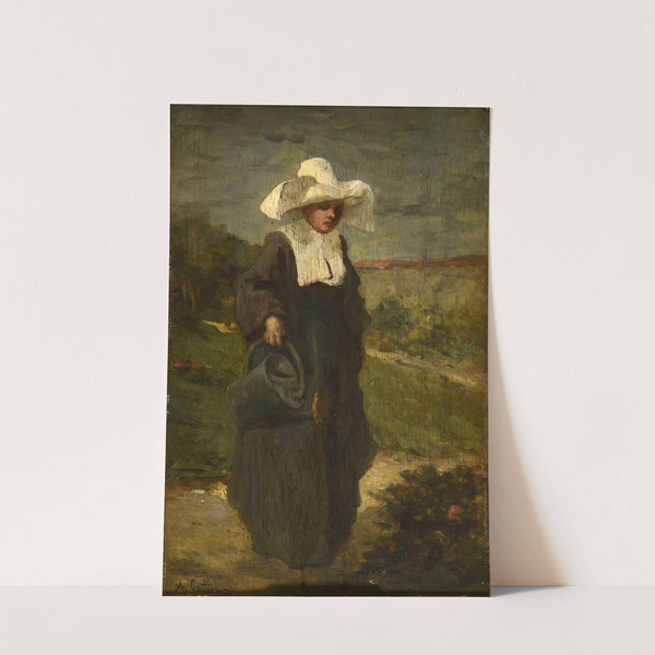 Soeur de charité arrosant des fleurs by Armand Gautier
