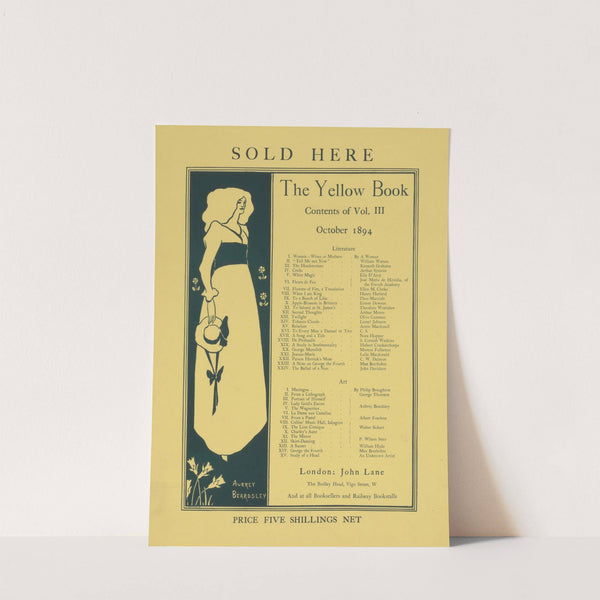 Sold here the Yellow Book Contents of Vol.3 October 1894 (1894) by Aubrey Vincent Beardsley