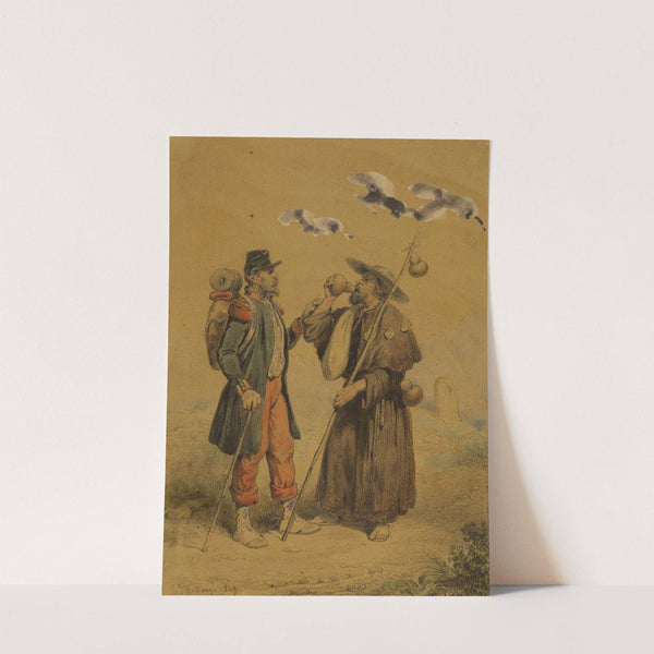 Soldat donnant à boire à un pélerin by Hippolyte Bellangé