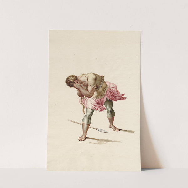 Soldier bending forward, burying his face in his hands, detail from The conversion of Paul by David Humbert de Superville