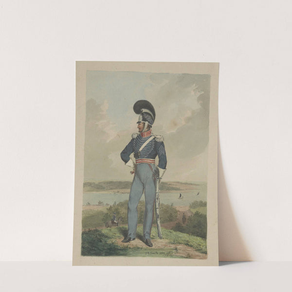 Soldier from the First City Troop, Philadelphia, in uniform and helmet with a plume by John Rubens Smith