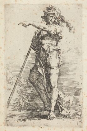 Soldier Holding a Cane in His Right Hand, Pointing toward the Left 2