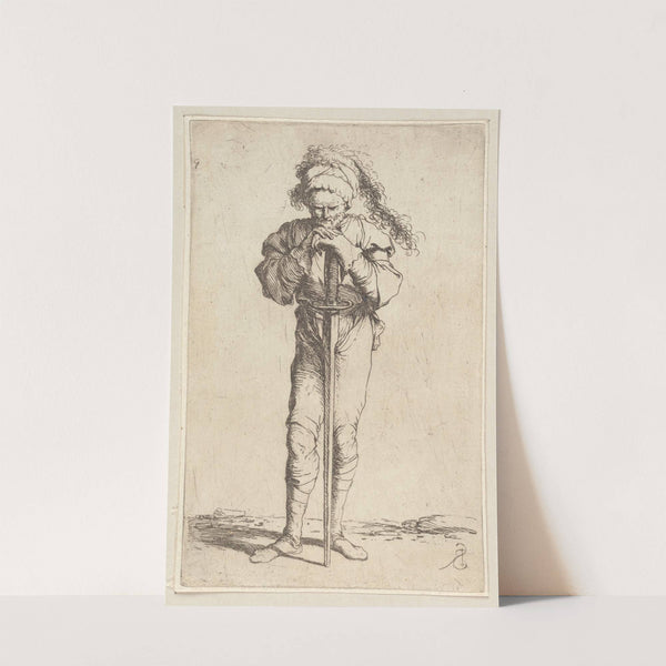 Soldier Holding a Long Sword with Both Hands by Salvator Rosa