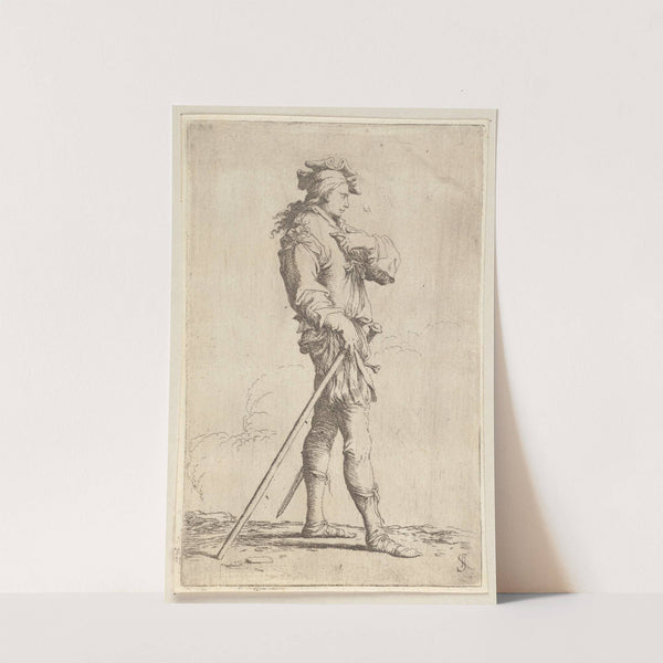 Soldier in Profile with Sword and Cane, Facing Right by Salvator Rosa