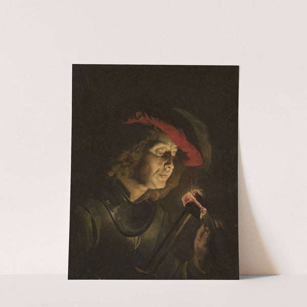 Soldier lighting a candle by Matthias Stom