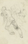 Soldier pushing against a stuck wagon wheel