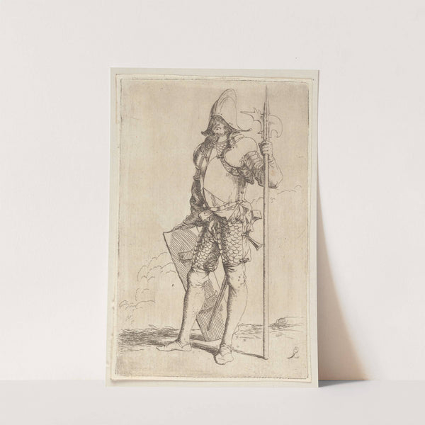 Soldier, Standing, Holding a Cane, Facing Left by Salvator Rosa