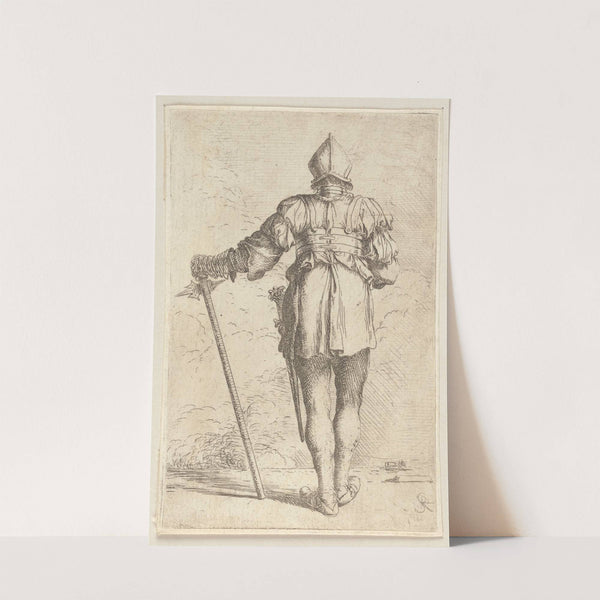 Soldier, Standing, Seen From Behind, in a Helmet, Holding a Cane by Salvator Rosa
