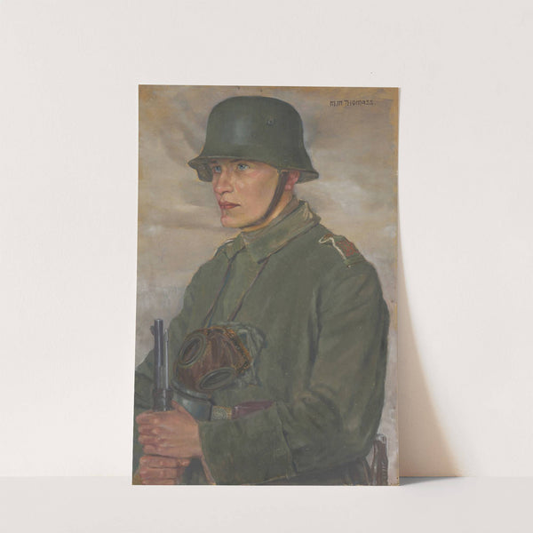 Soldier with Steel Helmet and Gas Mask, after 1914 by Maria Marga Thomass