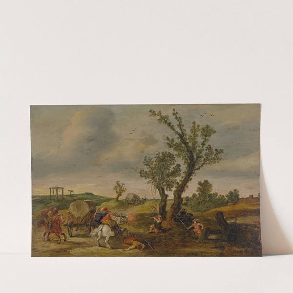 Soldiers ambushing a wagon by Esaias van de Velde