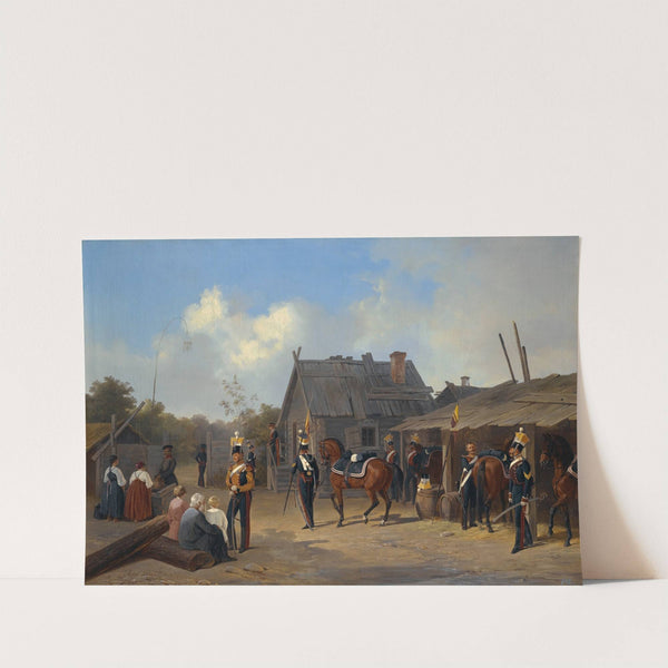 Soldiers Bivouacking In A Village by Adolf Ignatevich Ladurner