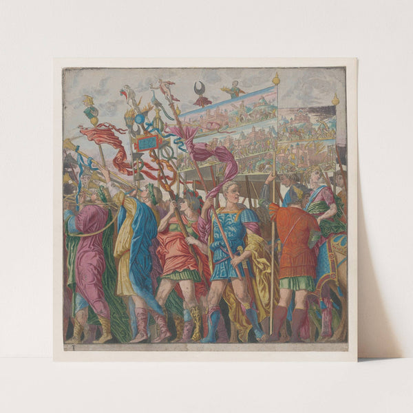 Soldiers carrying banners depicting Julius Caesar’s triumphant military exploits (1599) by Andrea Mantegna