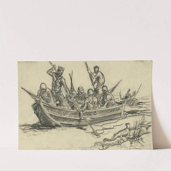 Soldiers going up the Matanakau River (1943) by Howard Brodie