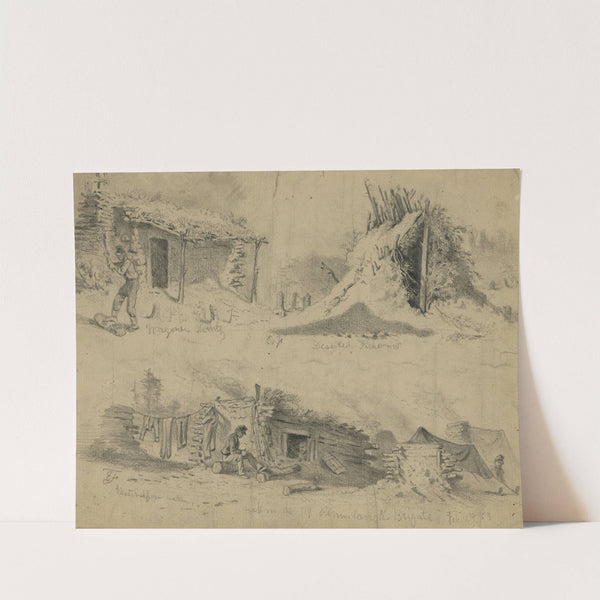 Soldiers' huts in winter camp by Edwin Forbes