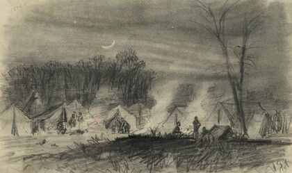 Soldiers in camp at night