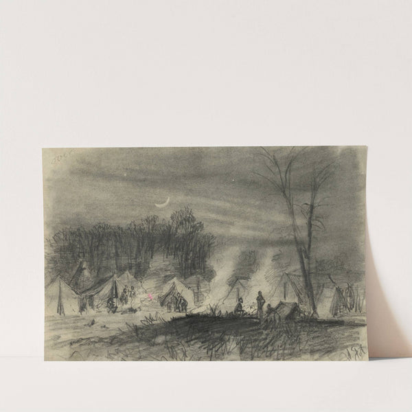 Soldiers in camp at night by Alfred Rudolph Waud