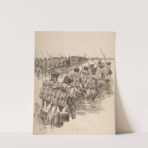 Soldiers Marching in Water by Charles-Henri Pille