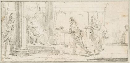Soldiers Offering the Decapitated Head of a Man and Keys to a General (1696–1770)