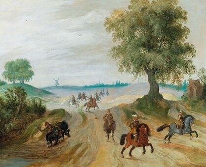 Soldiers on horseback in a landscape