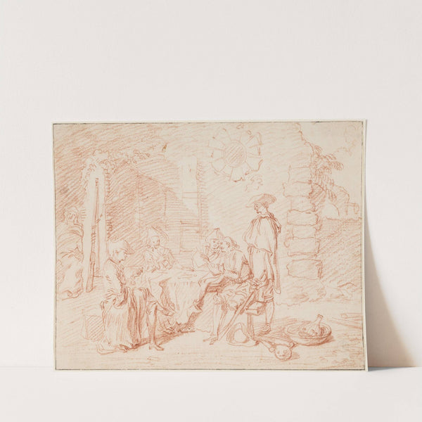 Soldiers Playing Cards in a Ruin by Jean-Antoine Watteau