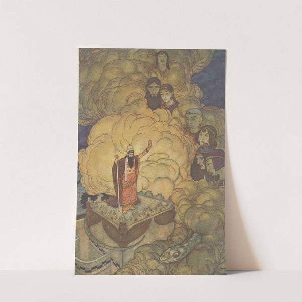 Solomon commands the spirits of the world to submit to his will. (1913) by Edmund Dulac