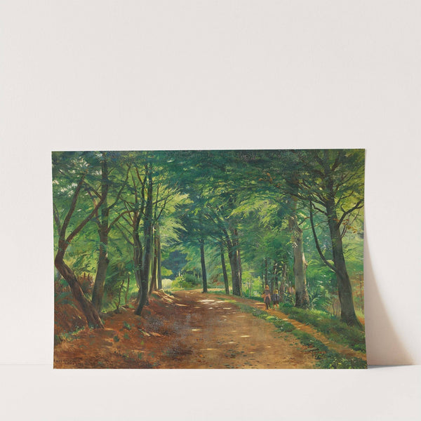 Sommerdag i skoven med to børn på en sti by Carl Carlsen