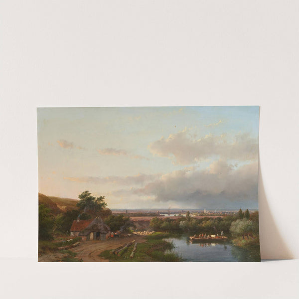 Sommerlandschaft mit Flussfähre (1854) by Andreas Schelfhout