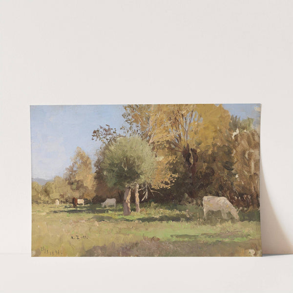 Sommerlandschaft mit Kühen (1891) by Alfred Zoff