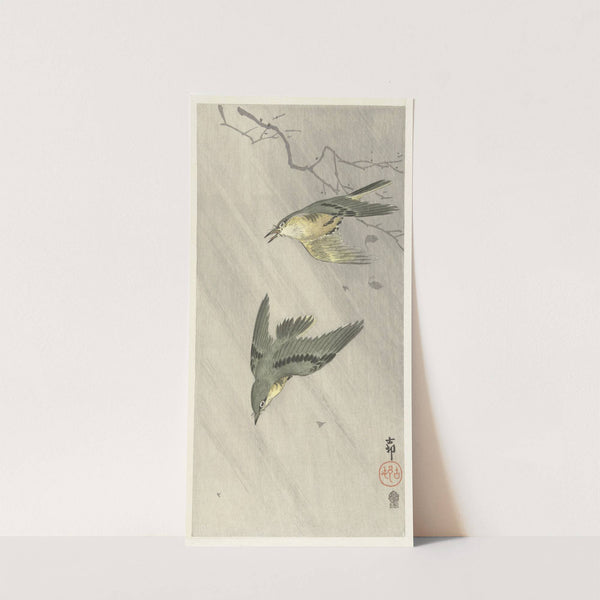 Songbirds in rain by Ohara Koson