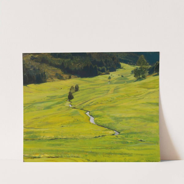 Sonniges Waldtal mit Bach by Gustav Kampmann