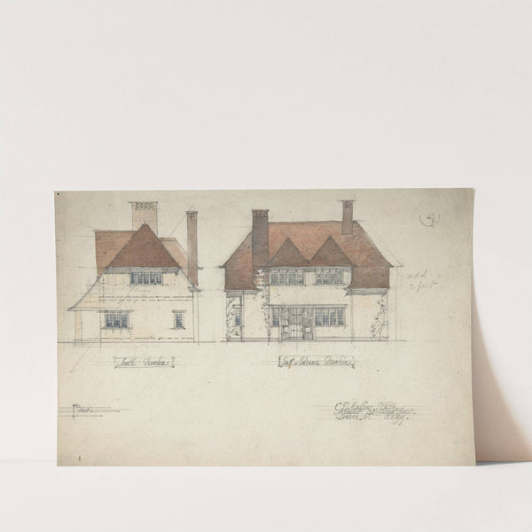 South Elevation and East or Entrance Elevation of a House by Charles Edward Mallows