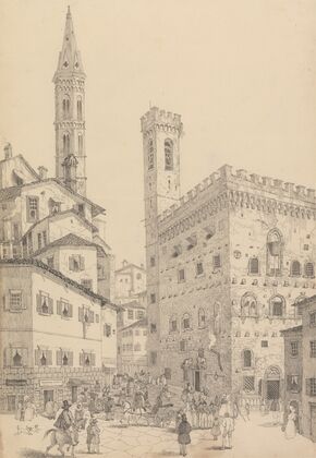 South View of the Barqello or State Prison and Spire of the Badia (1842)