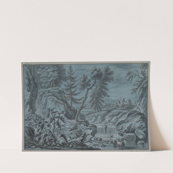 Southern Landscape with a Waterfall and Goats late (18th century) by Ferdinand Kobell