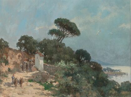 Southern landscape with donkeys