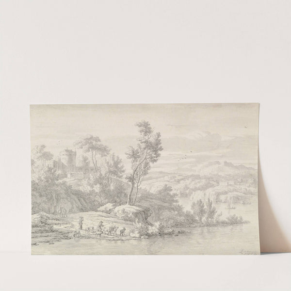 Southern Landscape with Figures and Cattle at a River by Jan van der Meer the Younger