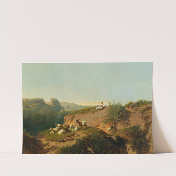 Southern Landscape With Goats And Shepherd by András Markó