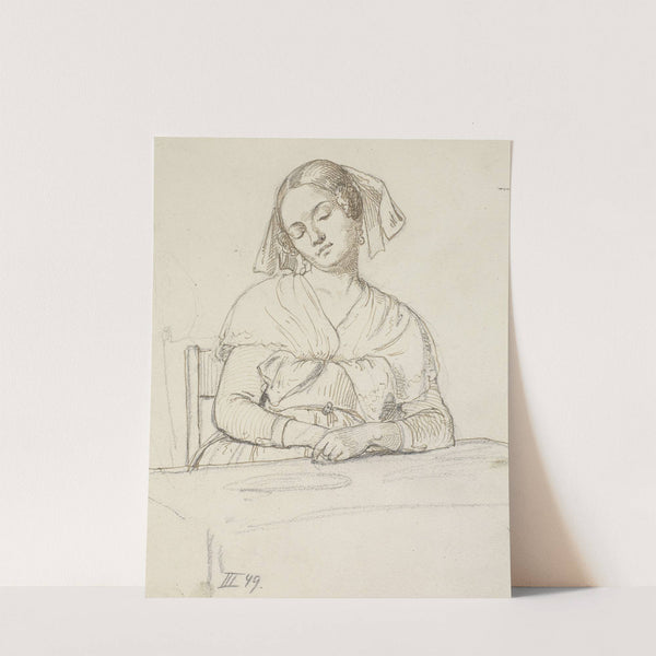 Sovende kvinde, siddende ved et bord by Wilhelm Marstrand