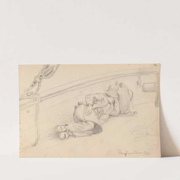 Sovende passasjer på dampskipet på Siljan (1852) by Adolph Tidemand