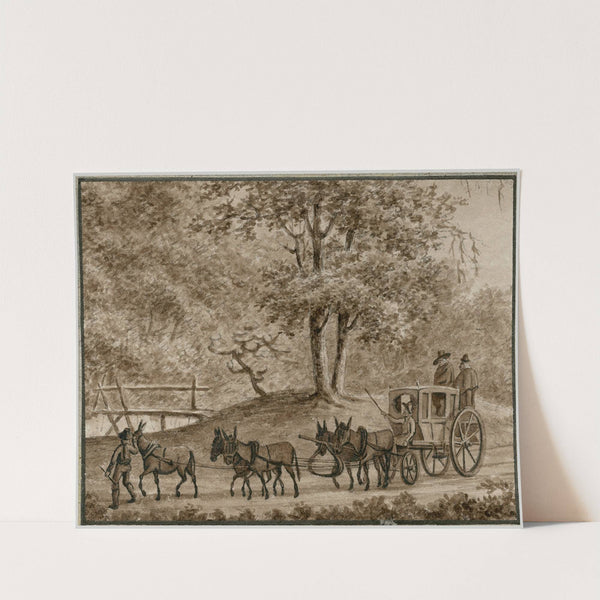 Spaanse koets in een landschap by Otto Howen