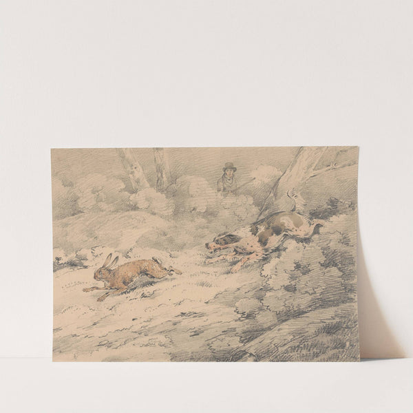 Spaniel Chasing a Hare by Samuel Alken