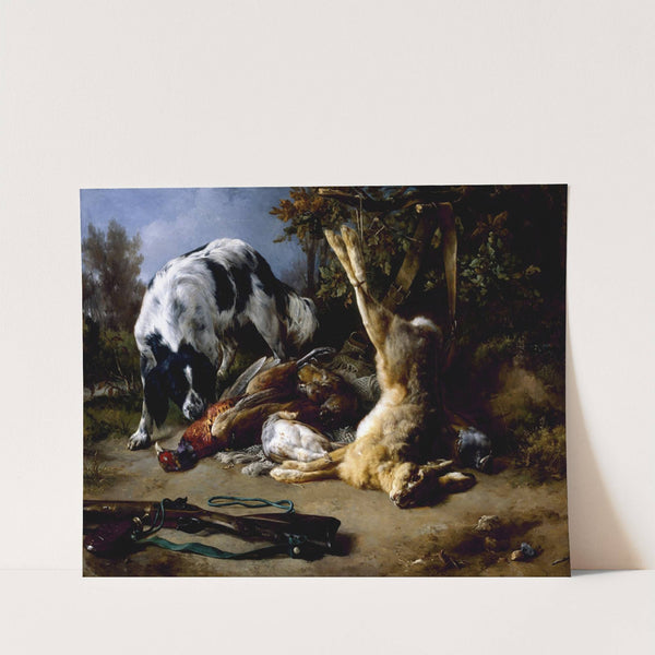Spaniel with a Still Life of Dead Game by Jacques-Raymond Brascassat