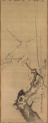 Sparrows on Blossoming Plum; A Sage with Tiger; Chinese Bird on Snow-Laden Branch (1661)