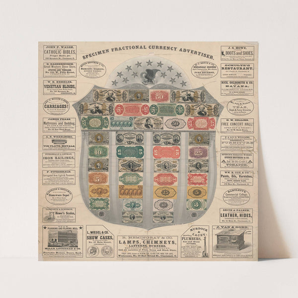 Specimen fractional currency advertiser (1867) by John Tanner & Co